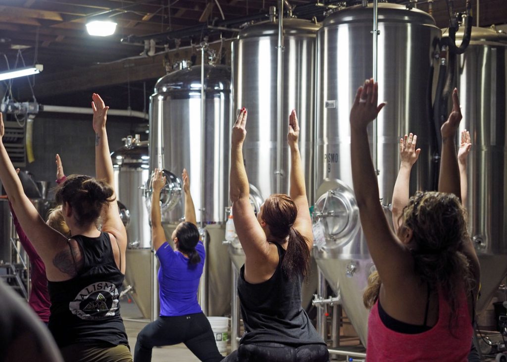 Yoga in the Brewery - Copyright Crafty Beer Girls
